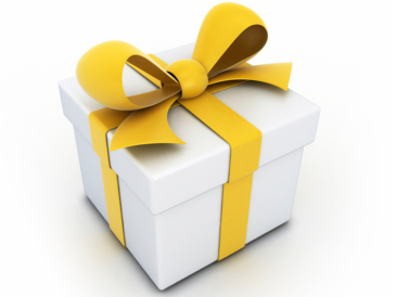 Gift box with yellow ribbon